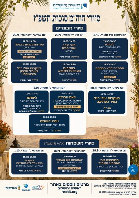  סיורי חוה"מ סוכות תשפ"ז | הזמנת כרטיסים